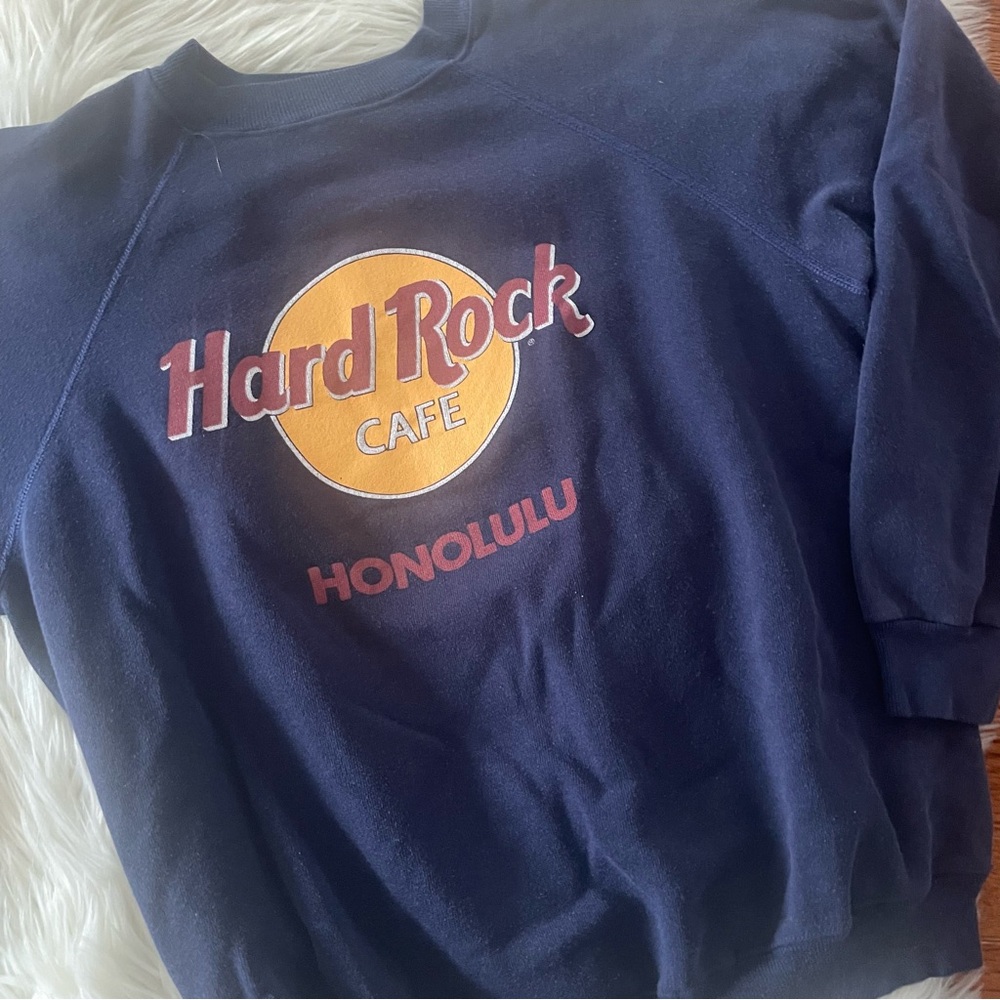 Vintage Hard Rock Cafe Crewneck Pullover Sweatshirt Size XL Honolulu Blue - Picture 5 of 6